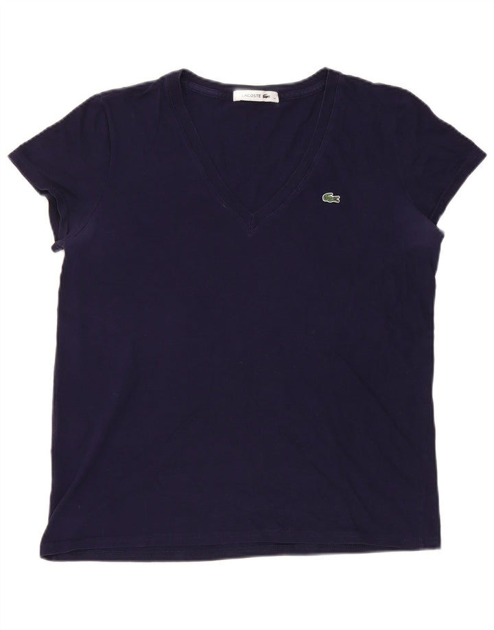 Lacoste Womens T-Shirt Top Size 40 Medium Navy Blue Cotton