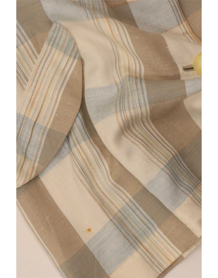 Vintage Womens 2 Button Blazer Jacket UK 14 Medium Beige Check