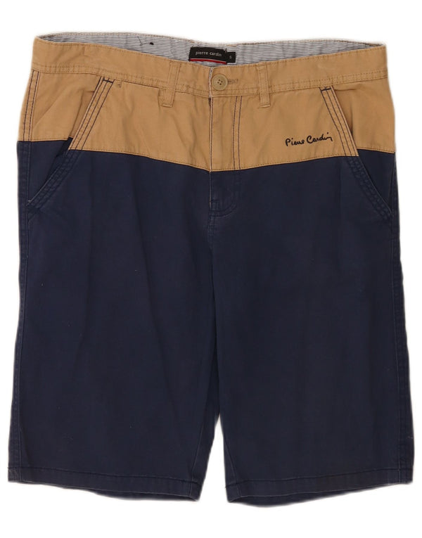 Pierre Cardin Mens Chino Shorts Small W29 Navy Blue Colourblock Cotton