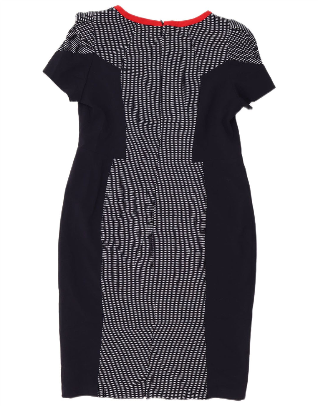 Marks & Spencer Womens Sheath Dress UK 14 Medium Navy Blue Check Polyester