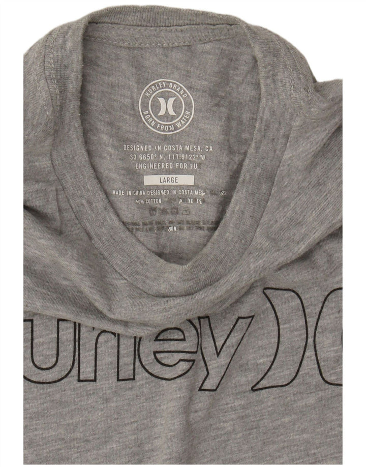 HURLEY Boys Graphic T-Shirt Top 12-13 Years Large Grey Flecked Cotton