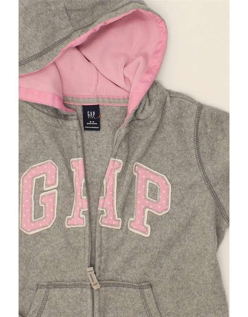 GAP Girls Graphic Hooded Fleece Jacket 8-9 Years Grey Polyester | Vintage Gap | Thrift | Second-Hand Gap | Used Clothing | Messina Hembry 