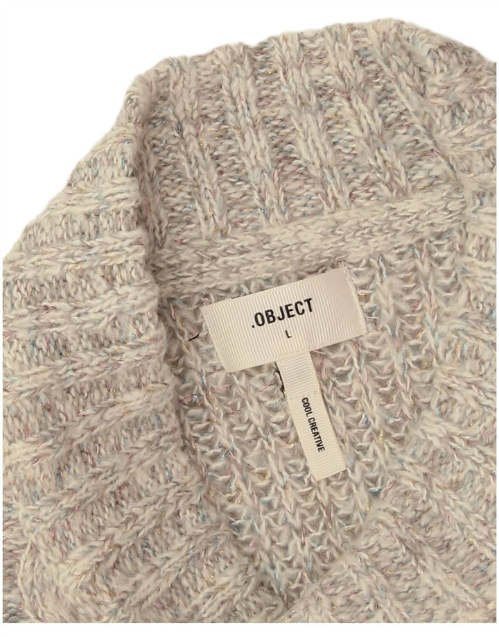 Object Womens Crew Neck Jumper Sweater UK 16 Large Grey Acrylic