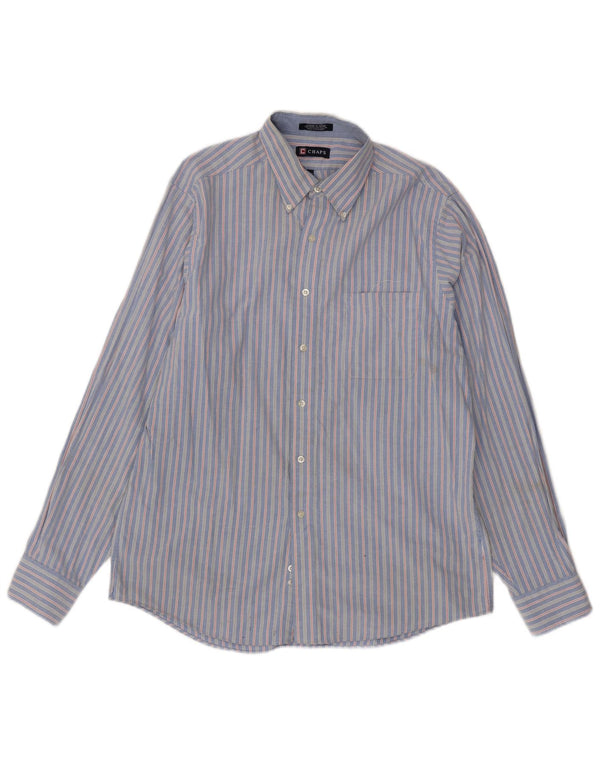 Chaps Mens Classic Fit Shirt Size 16 1/2 Large Blue Pinstripe Cotton