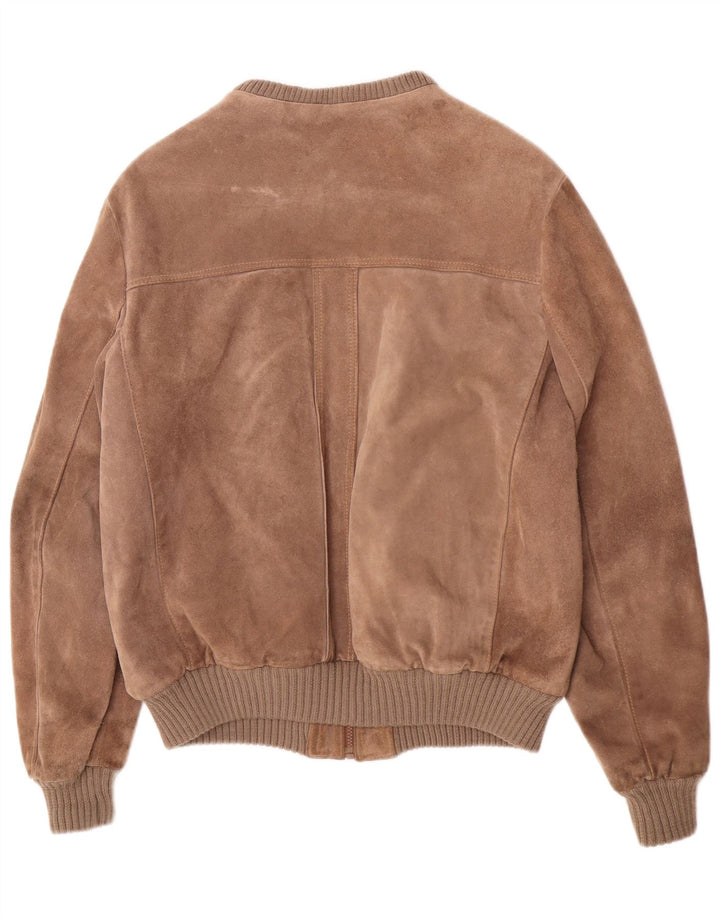 Vintage Mens Suede Bomber Jacket UK 38 Medium Brown