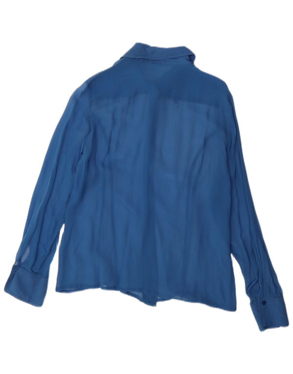 Vintage Womens Shirt Blouse UK 14 Large Blue