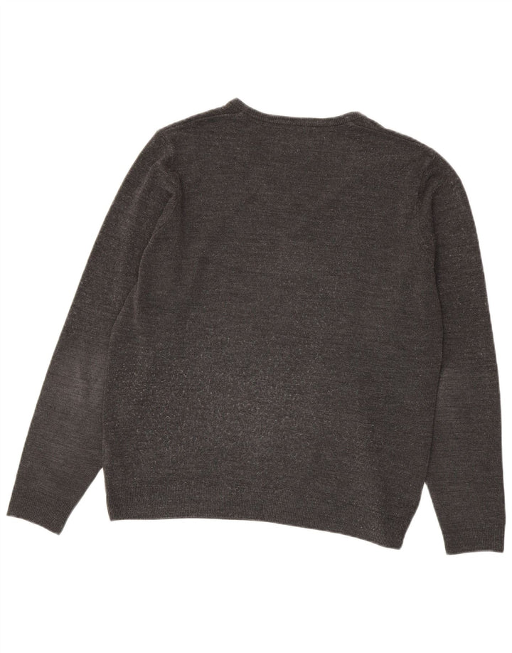 Marks & Spencer Mens V-Neck Jumper Sweater Large Grey Acrylic