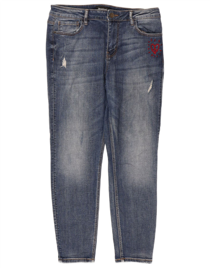 Desigual Womens Distressed Slim Jeans W32 L26 Blue Cotton