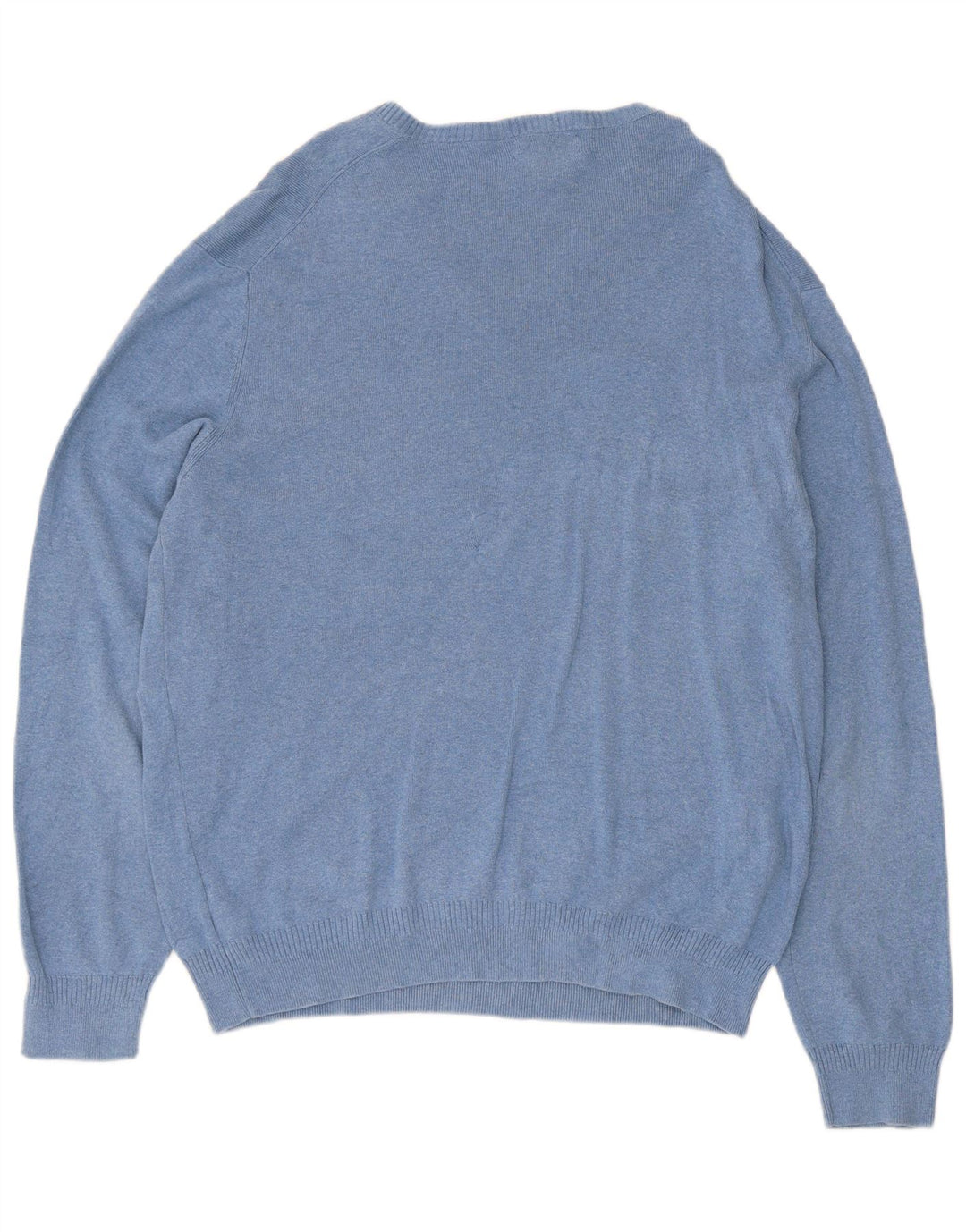 Calvin Klein Mens V-Neck Jumper Sweater Large Blue Cotton