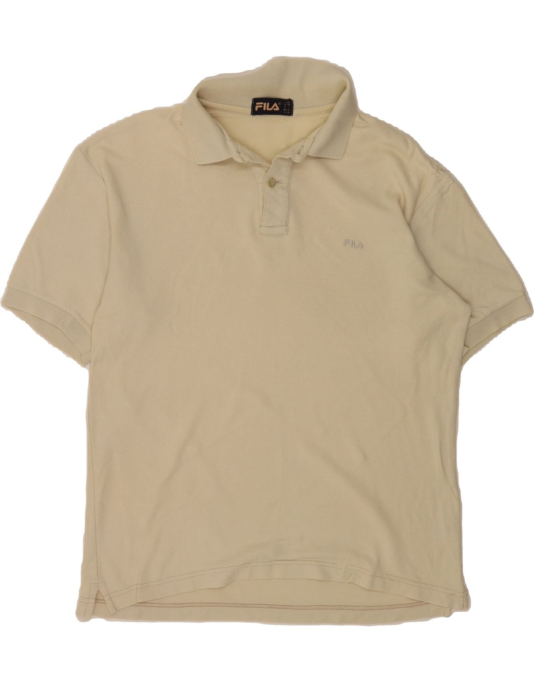 FILA Mens Polo Shirt IT 46 Small Beige Cotton Vintage Fila and Second-Hand Fila from Messina Hembry 
