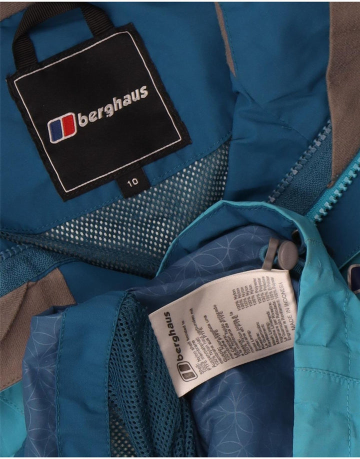 Berghaus Womens Hooded Oversized Rain Jacket UK 10 Small Blue Nylon