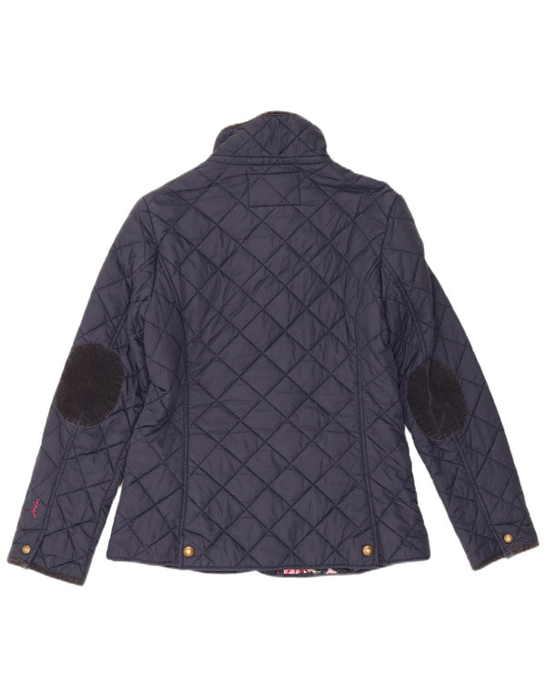 Joules Womens Quilted Jacket UK 12 Medium Navy Blue Cotton