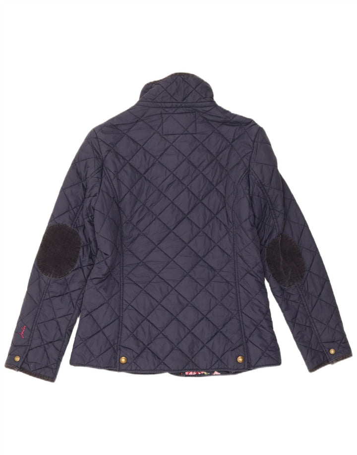 Joules Womens Quilted Jacket UK 12 Medium Navy Blue Cotton