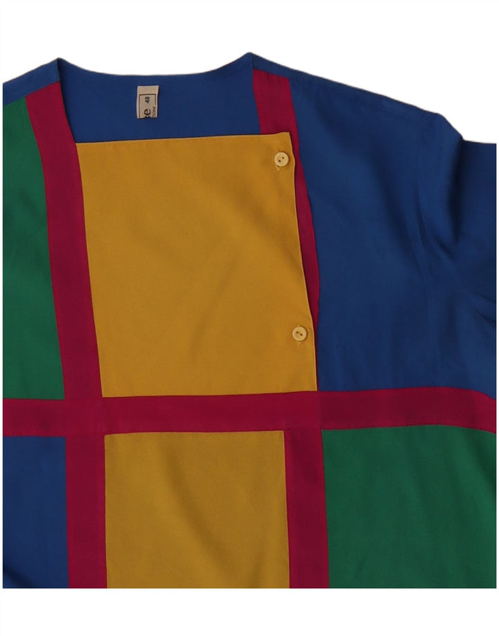 Vintage Womens Long Sleeve Blouse Top IT 48 XL Blue Colourblock Polyester