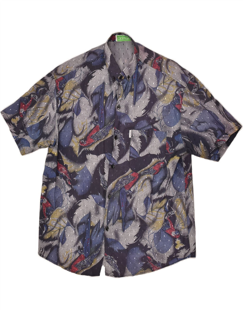 CLASSIC Mens Short Sleeve Shirt Medium Blue Animal Print | Vintage CLASSIC | Thrift | Second-Hand CLASSIC | Used Clothing | Messina Hembry 