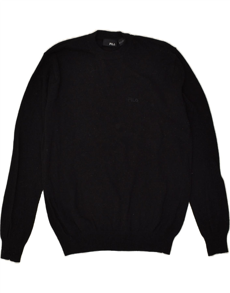 FILA Mens Crew Neck Jumper Sweater Medium Black Lambswool | Vintage Fila | Thrift | Second-Hand Fila | Used Clothing | Messina Hembry 