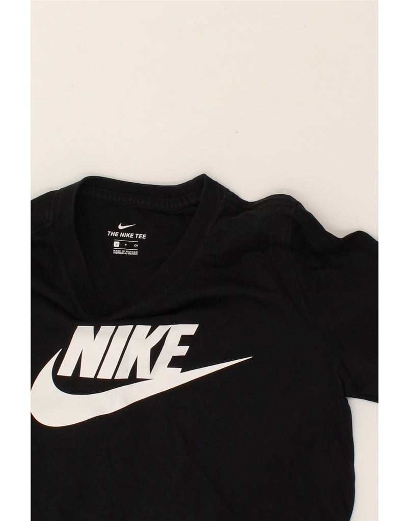 NIKE Womens Graphic Top Long Sleeve UK 10 Small Black Cotton | Vintage Nike | Thrift | Second-Hand Nike | Used Clothing | Messina Hembry 