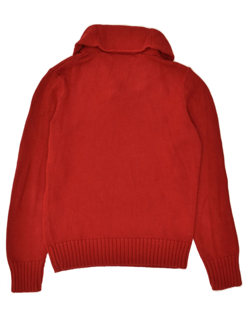 POLO RALPH LAUREN Womens Shawl Neck Jumper Sweater UK 14 Large Red Cotton | Vintage Polo Ralph Lauren | Thrift | Second-Hand Polo Ralph Lauren | Used Clothing | Messina Hembry 