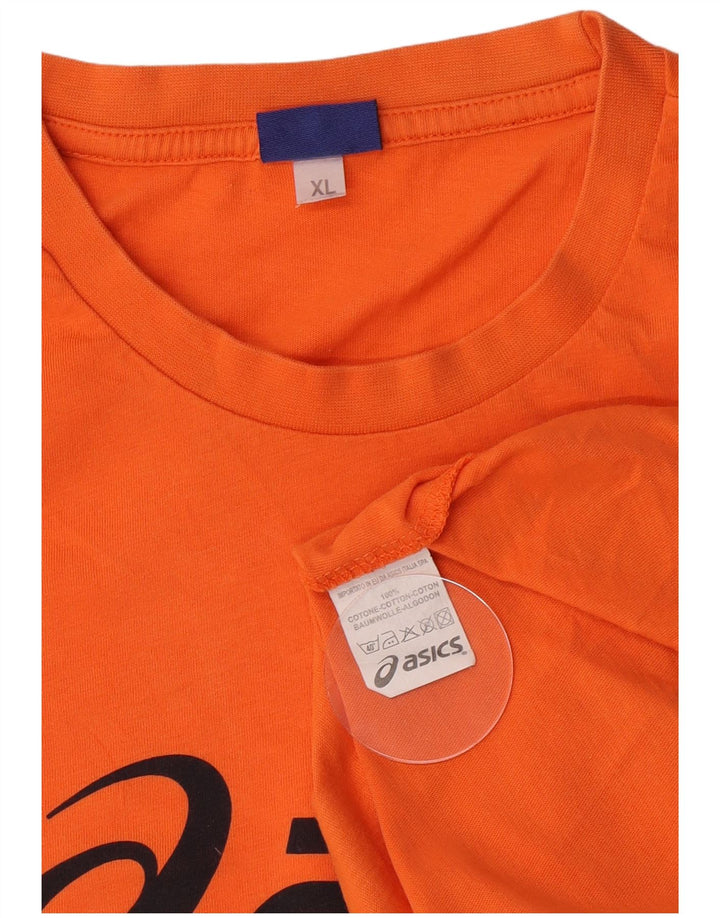 Asics Mens Graphic T-Shirt Top XL Orange Cotton