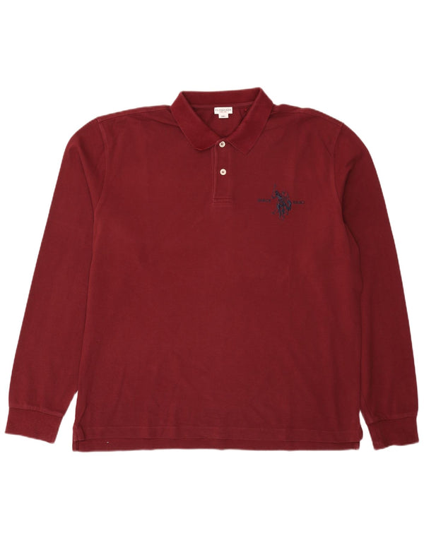U.S. Polo Assn. Mens Long Sleeve Polo Shirt 2XL Burgundy