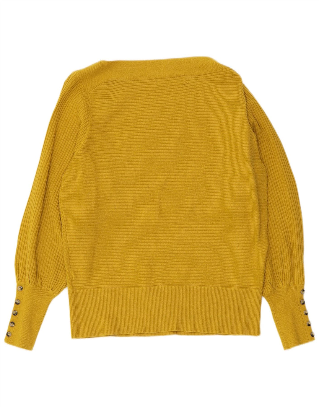 Marks & Spencer Womens Boat Neck Jumper Sweater UK 14 Medium Yellow Viscose