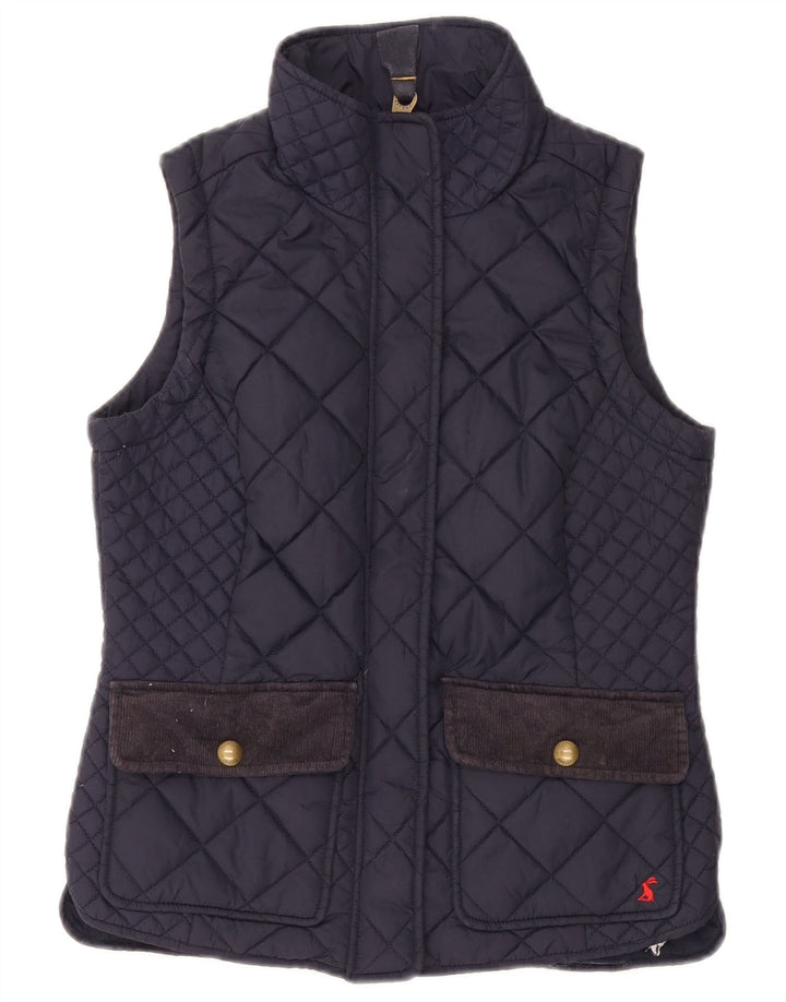 JOULES Womens Quilted Gilet UK 8 Small Navy Blue Polyester