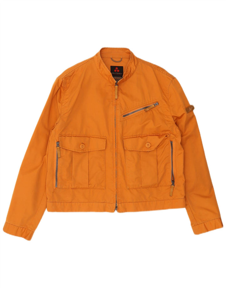 PEUTEREY Mens Bomber Jacket UK 40 Large Orange Cotton
