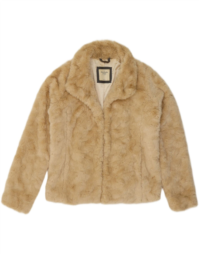 ABERCROMBIE & FITCH Womens Faux Fur Jacket UK 16 Large Beige Modacryl Vintage Abercrombie & Fitch and Second-Hand Abercrombie & Fitch from Messina Hembry 