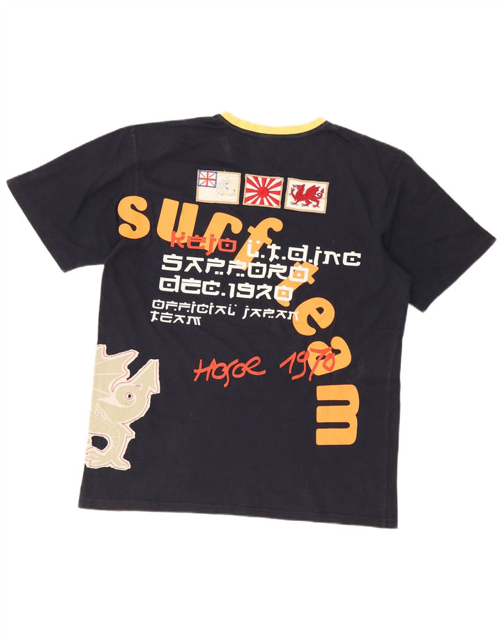 Kejo Mens Graphic T-Shirt Top XL Navy Blue Cotton