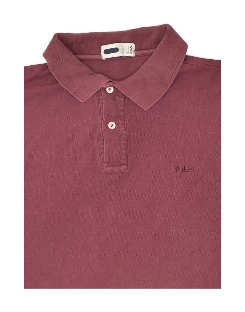 FILA Mens Polo Shirt IT 48 Medium Burgundy Cotton | Vintage Fila | Thrift | Second-Hand Fila | Used Clothing | Messina Hembry 