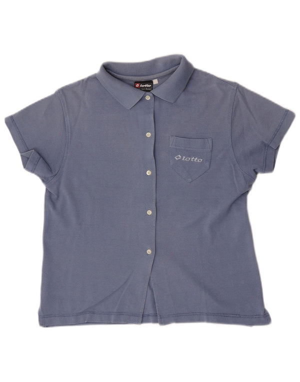 Lotto Womens Short Sleeve Shirt UK 12 Medium Blue Cotton