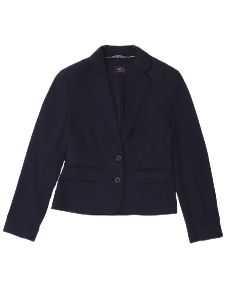 Marks & Spencer Womens 2 Button Blazer Jacket UK 8 Small Navy Blue