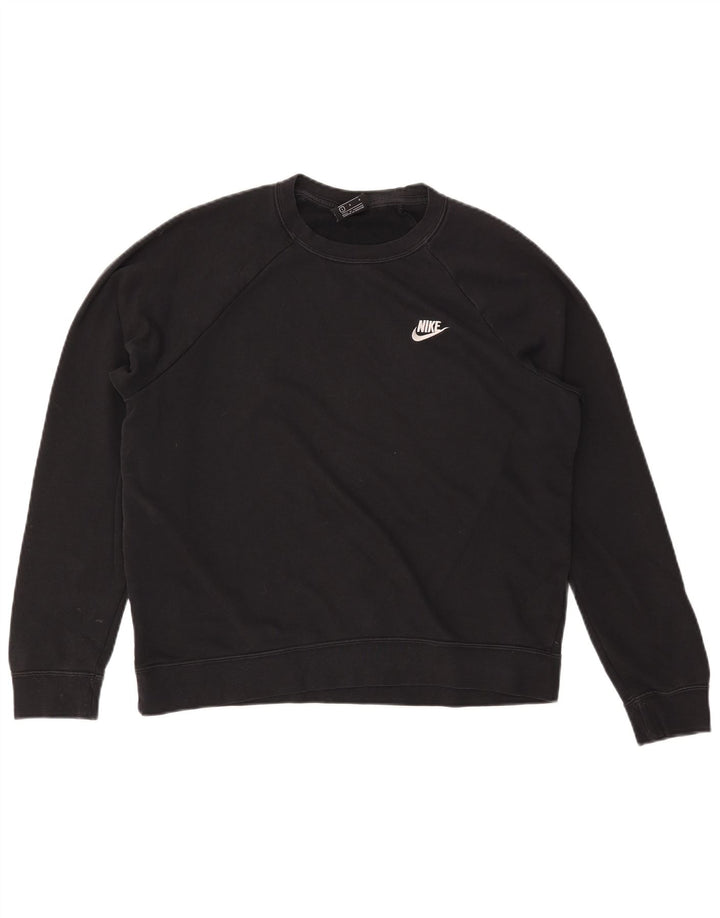 NIKE Womens Sweatshirt Jumper UK 16 Large Black Cotton