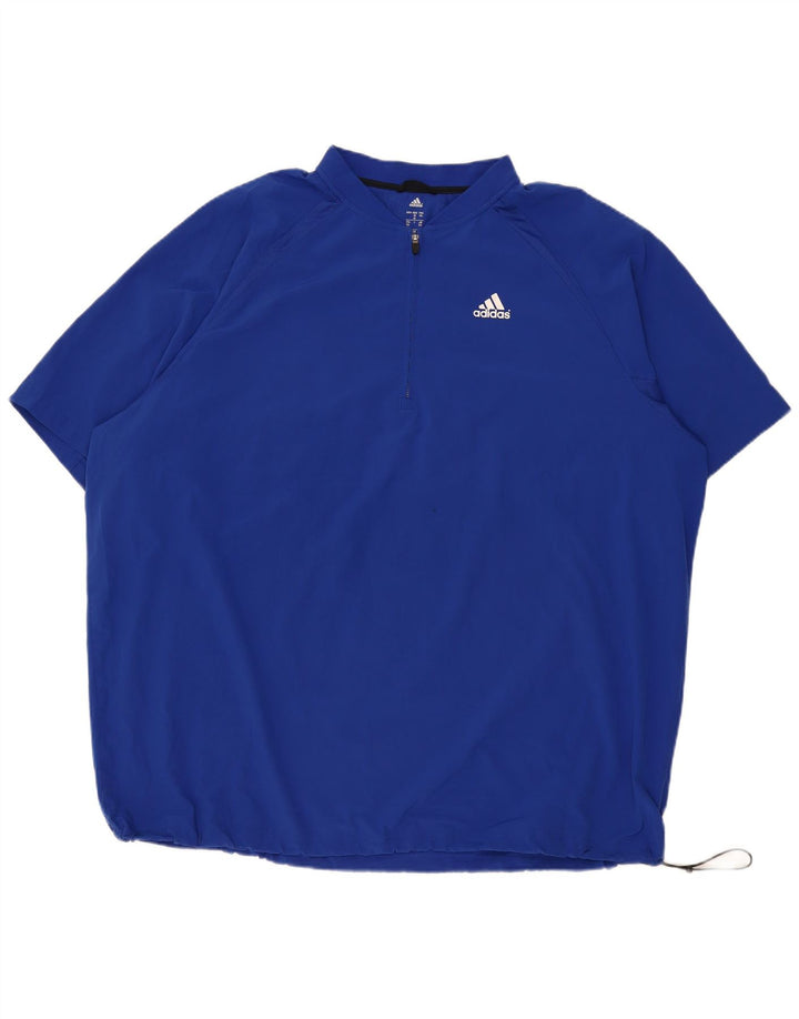 Adidas Mens Short Sleeve Pullover Tracksuit Top 3XL Blue Polyester