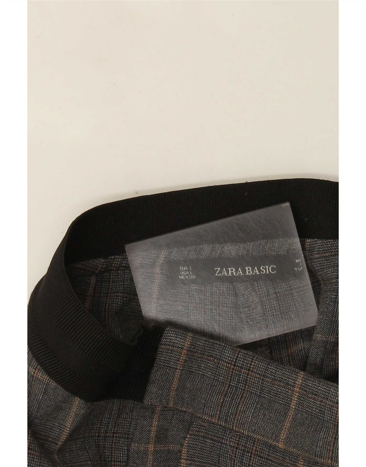 Zara Womens Slim Fit Chino Trousers Large W30 L27 Grey Check