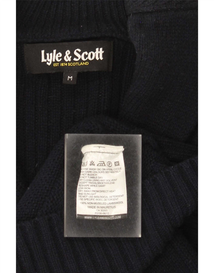 Lyle & Scott Mens Cardigan Sweater Medium Navy Blue Lambswool