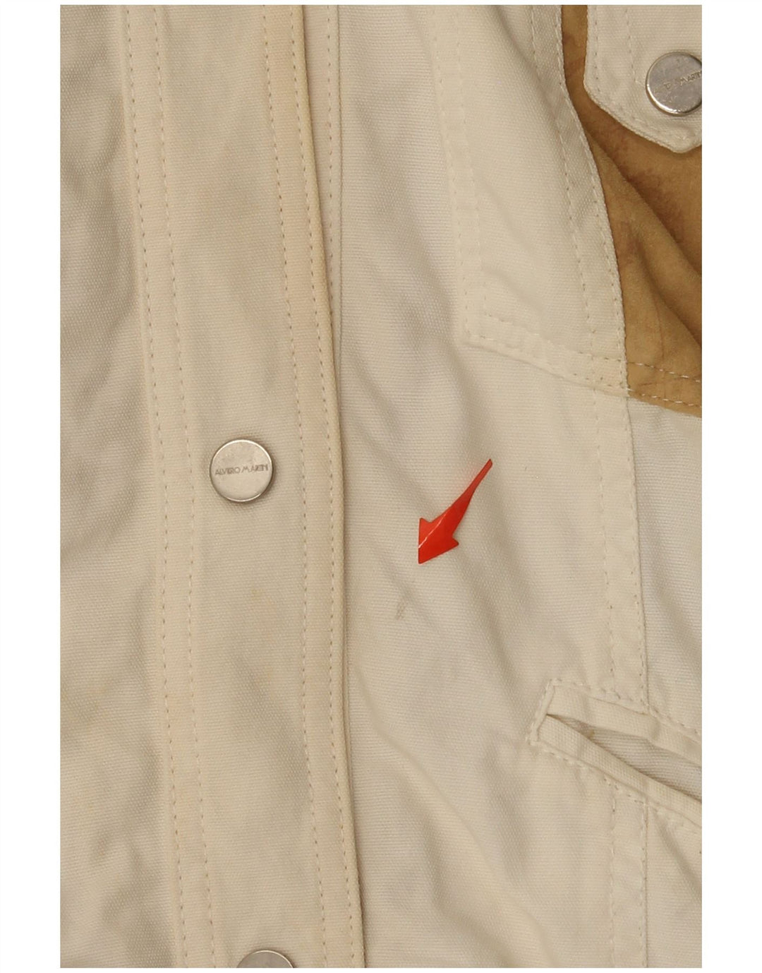 ALVIERO MARTINI Womens Suede Bomber Jacket IT 50 XL White Colourblock