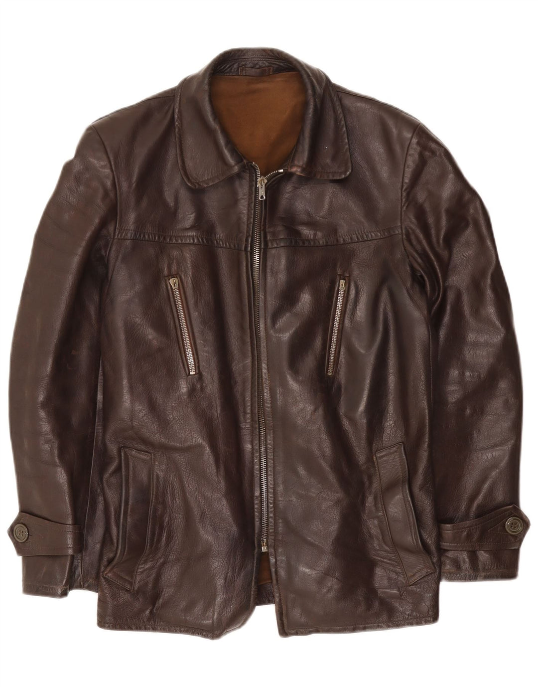 Vintage Mens Leather Jacket UK 40 Large Brown