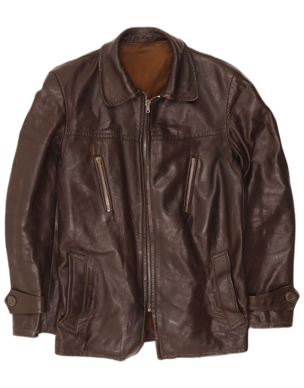 Vintage Mens Leather Jacket UK 40 Large Brown