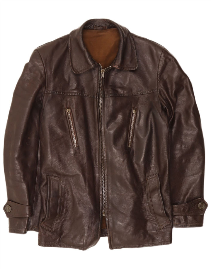 Vintage Mens Leather Jacket UK 40 Large Brown