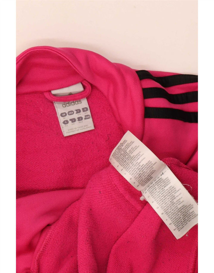 Adidas Womens Tracksuit Top Jacket UK 16 Large Pink Polyester