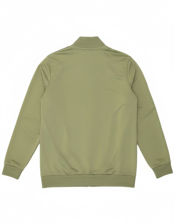 Adidas Boys Tracksuit Top Jacket 13-14 Years Green Colourblock Sports