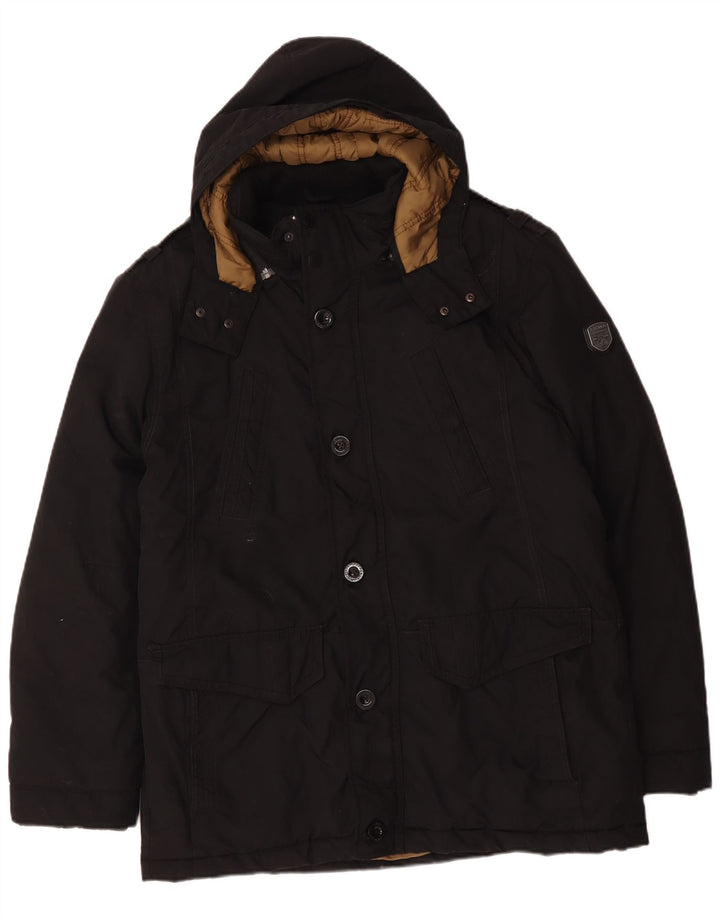 S.Oliver Mens Hooded Padded Jacket UK 42 XL Black Polyester