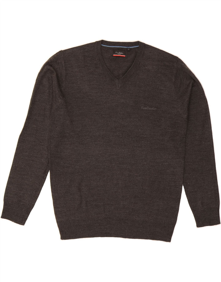 PIERRE CARDIN Mens V-Neck Jumper Sweater Large Grey Acrylic Vintage Pierre Cardin and Second-Hand Pierre Cardin from Messina Hembry 