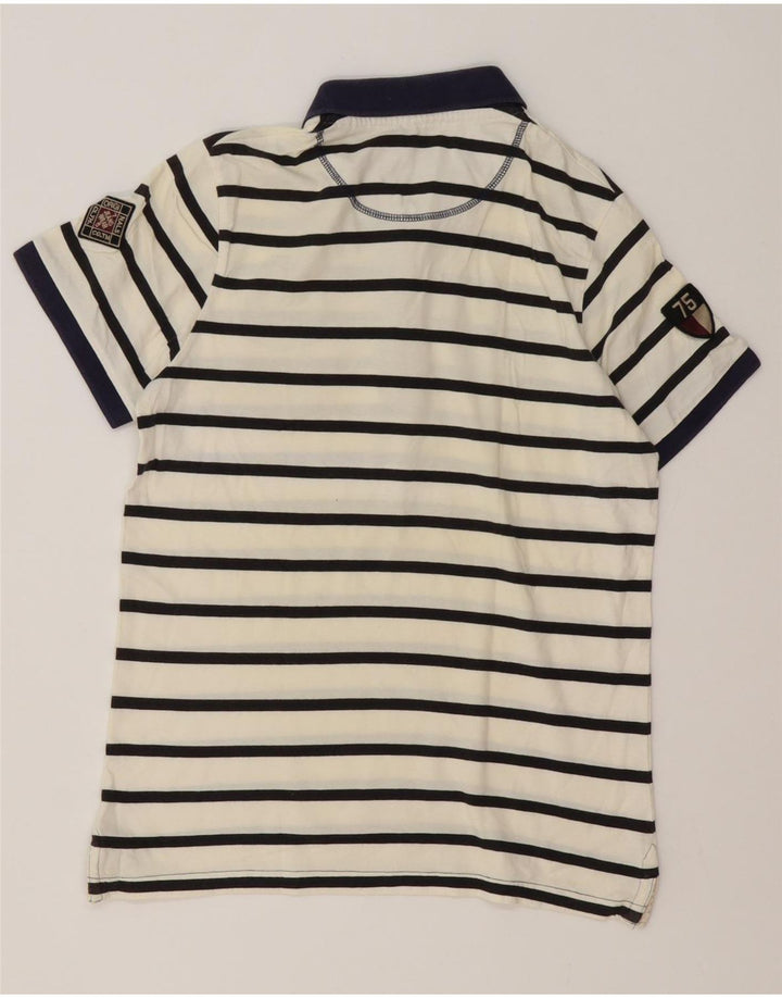 Jack & Jones Mens Graphic Polo Shirt Small White Striped