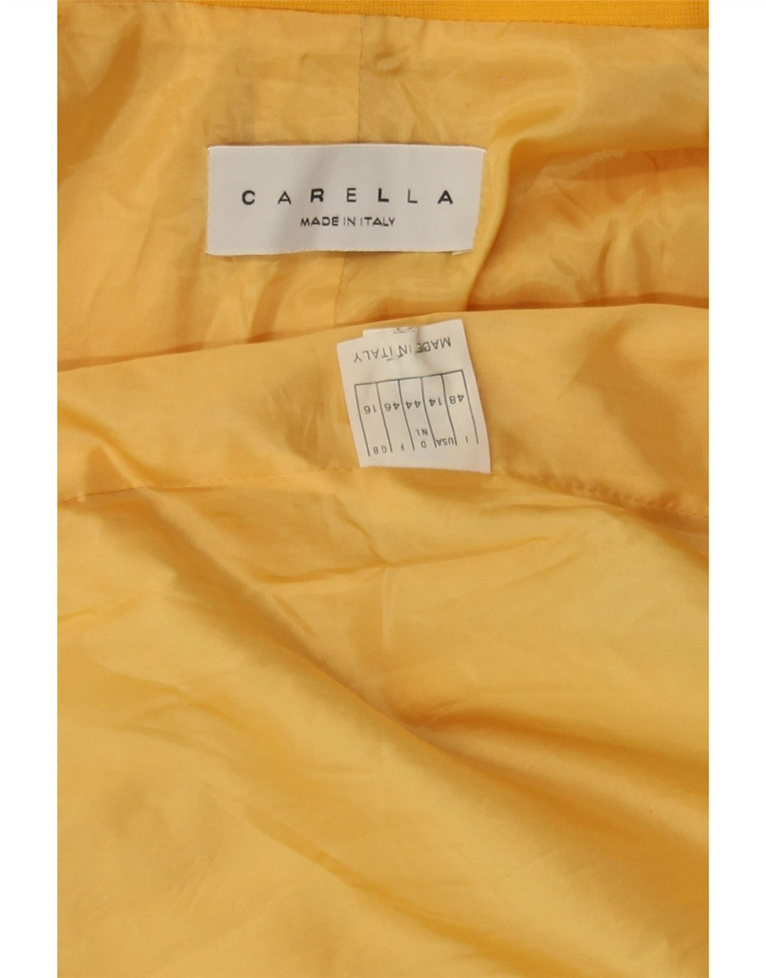 CARELLA Womens Longline 3 Button Blazer Jacket UK 16 Large Yellow Wool Vintage Carella and Second-Hand Carella from Messina Hembry 