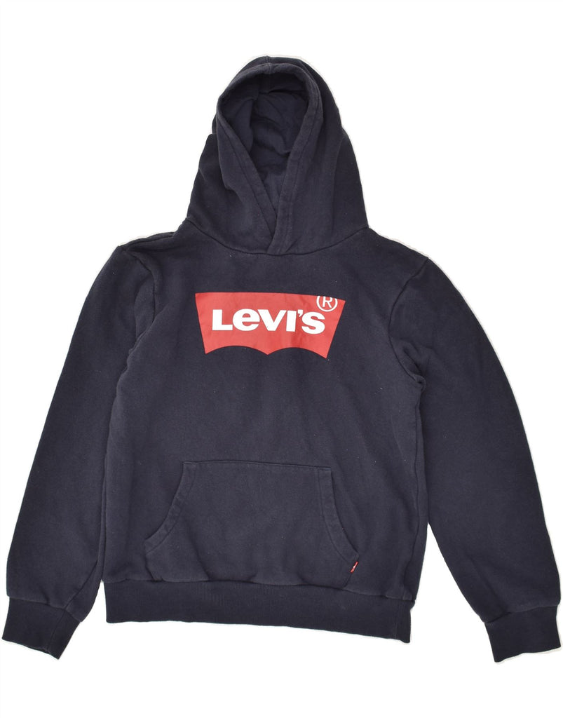 LEVI'S Boys Graphic Hoodie Jumper 13-14 Years Navy Blue Cotton | Vintage Levi's | Thrift | Second-Hand Levi's | Used Clothing | Messina Hembry 