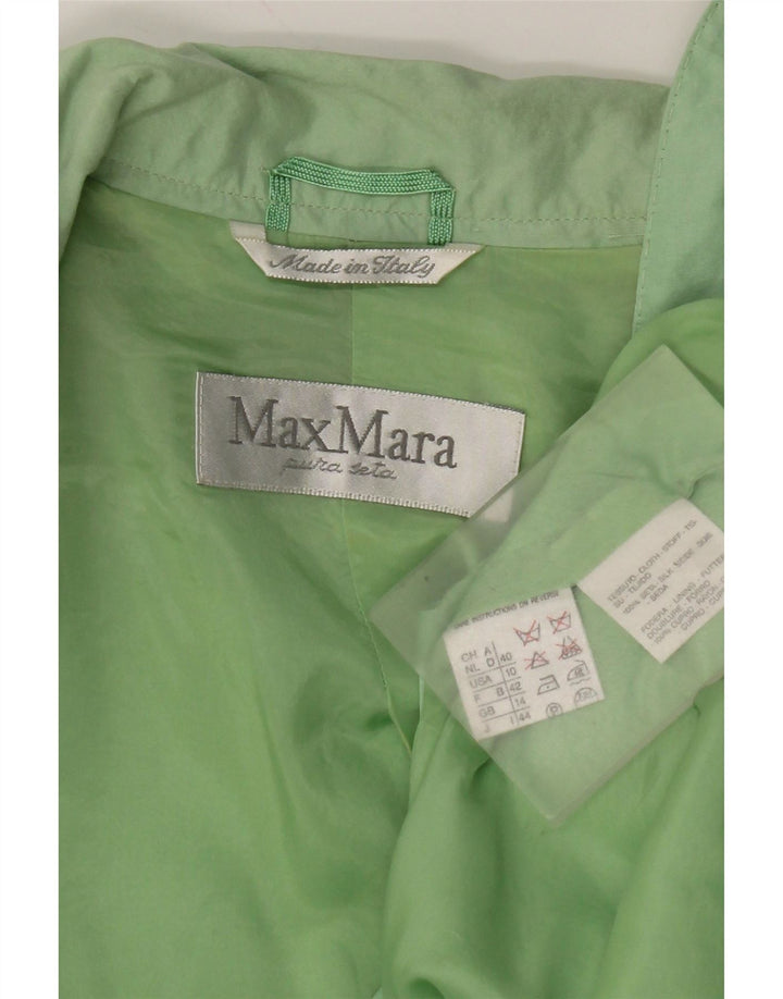 Max Mara Womens 1 Button Blazer Jacket UK 14 Medium Green Silk