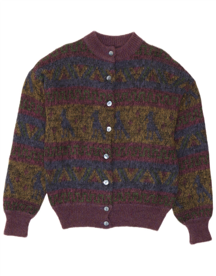 Vintage Womens Cardigan Sweater UK 14 Medium Multicoloured Geometric