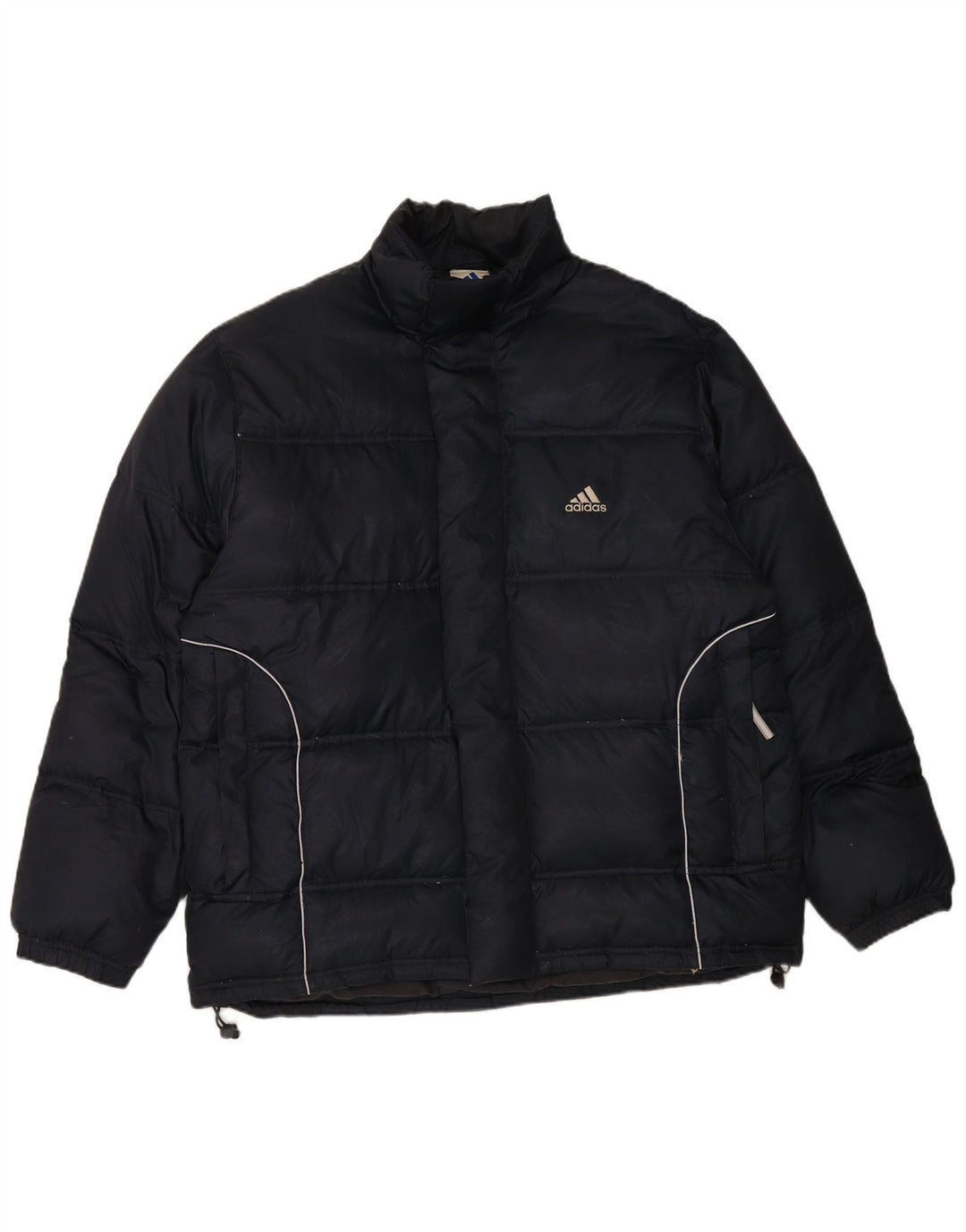 ADIDAS Mens Padded Jacket UK 40/42 Medium Navy Blue Polyester